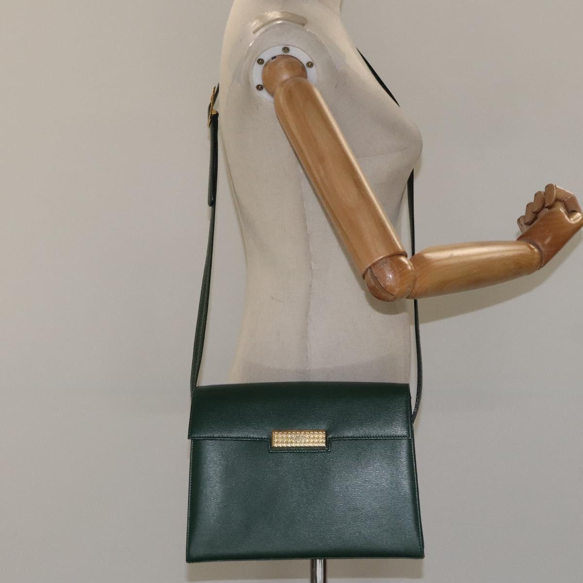 Christian Dior Shoulder Bag Leather Green Auth BA605