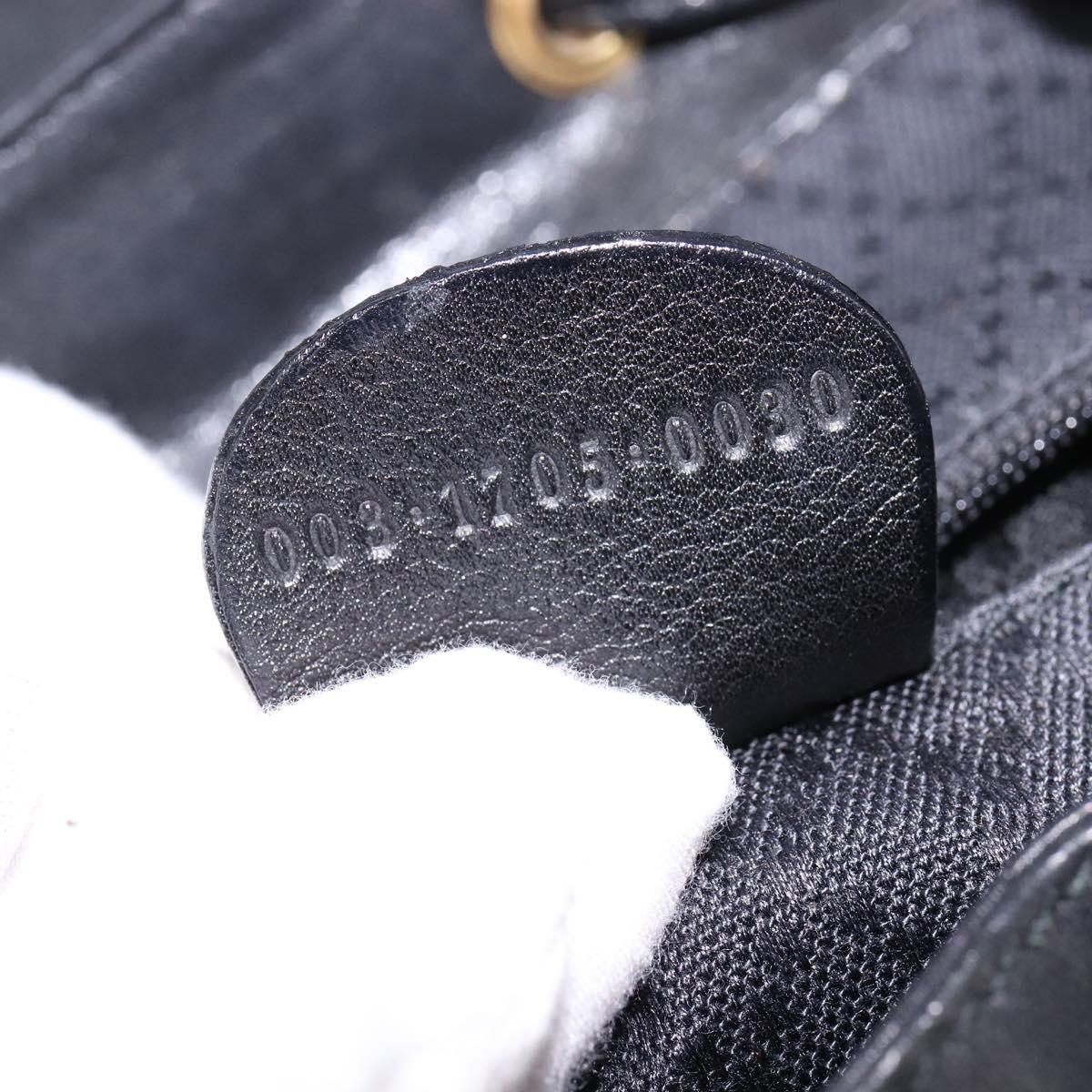 GUCCI Bamboo Backpack Leather Black Gold 003 1705 0030 Auth BA6050