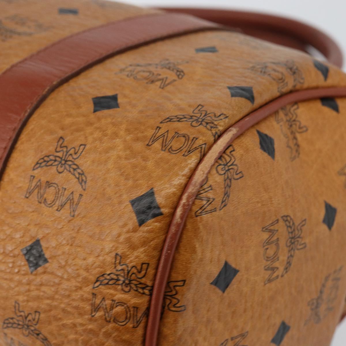 MCM Logogram Vicetos Hand Bag PVC Leather Brown Gold Auth BA6052