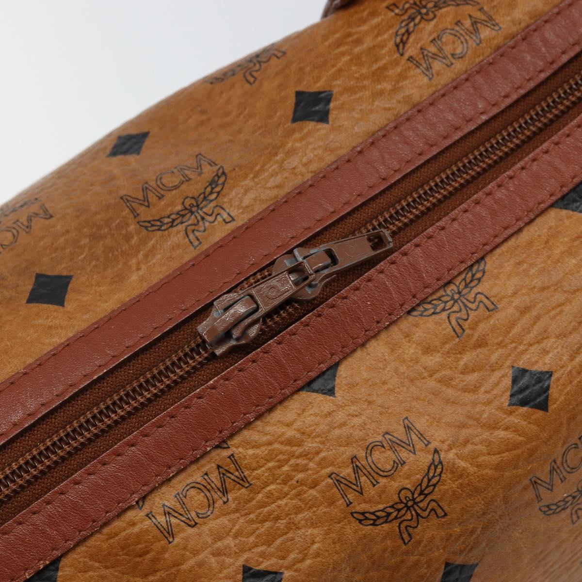 MCM Logogram Vicetos Hand Bag PVC Leather Brown Gold Auth BA6052