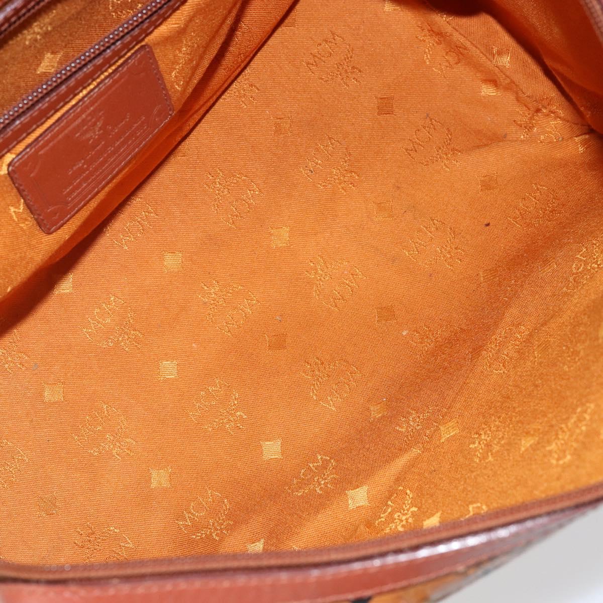 MCM Logogram Vicetos Hand Bag PVC Leather Brown Gold Auth BA6052