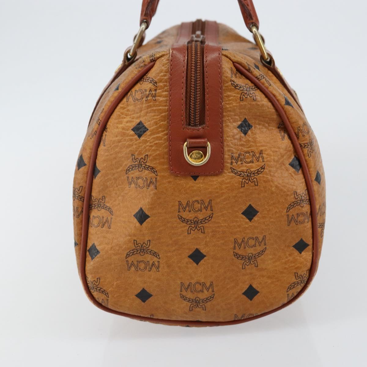 MCM Logogram Vicetos Hand Bag PVC Leather Brown Gold Auth BA6052