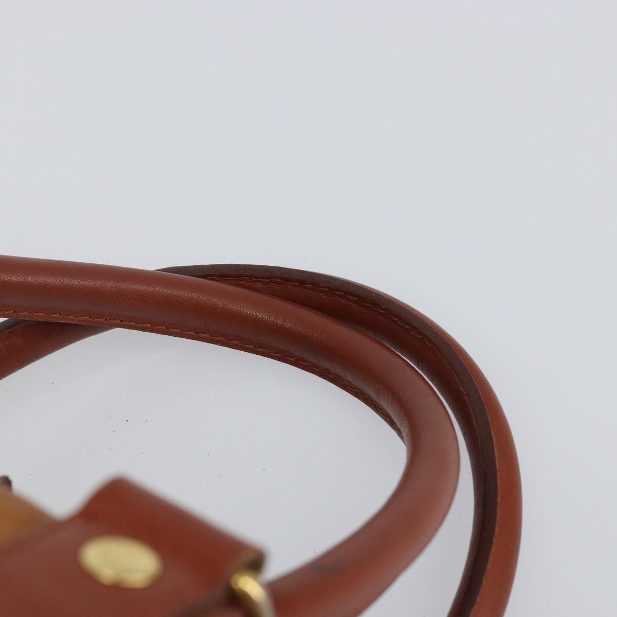 MCM Logogram Vicetos Hand Bag PVC Leather Brown Gold Auth BA6052