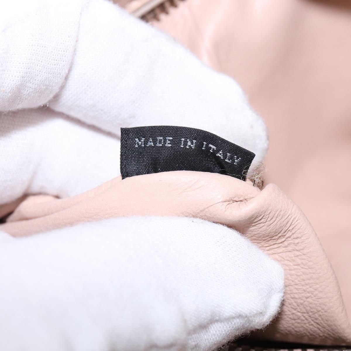 PRADA Hand Bag Leather 2way Beige Silver Auth BA6054