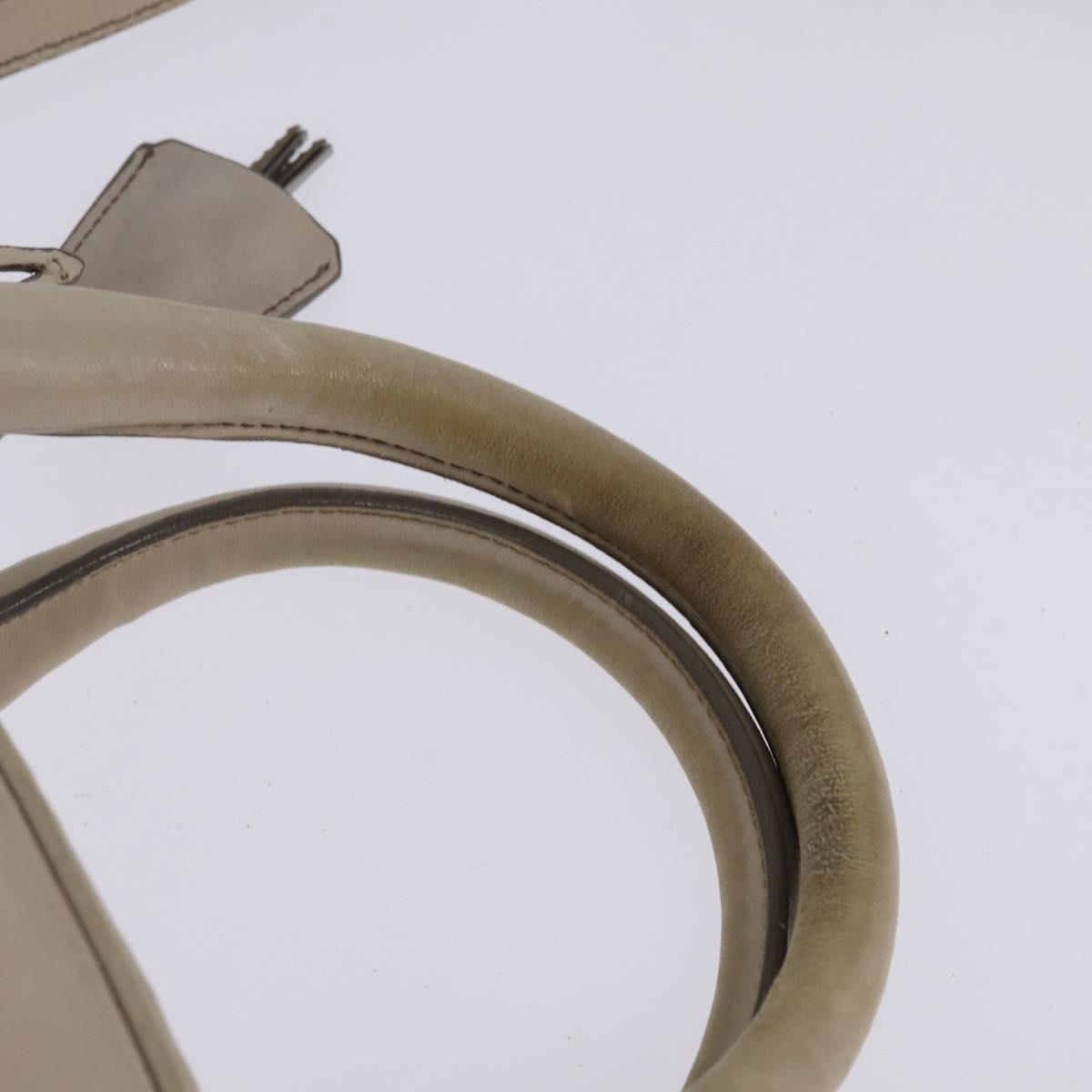 PRADA Hand Bag Leather 2way Beige Silver Auth BA6054