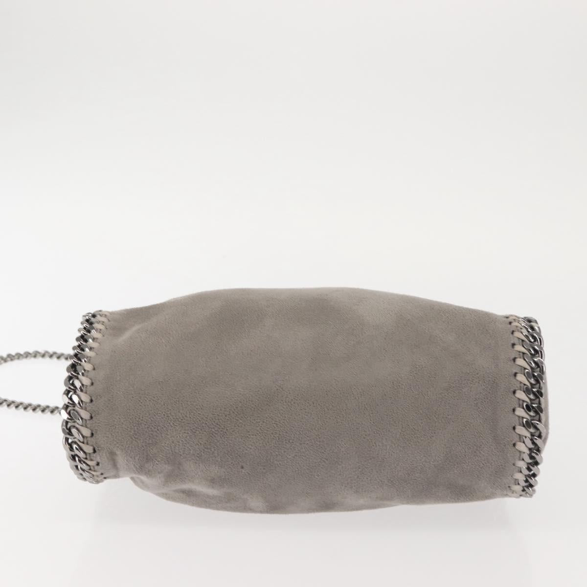 Stella MacCartney Chain Fabera Shoulder Bag Suede Gray Silver Auth BA6056