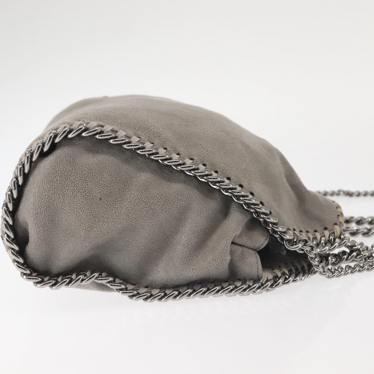Stella MacCartney Chain Fabera Shoulder Bag Suede Gray Silver Auth BA6056