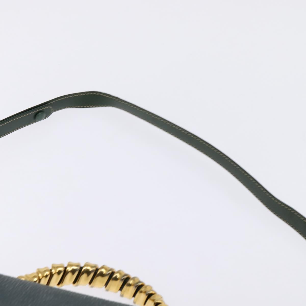 LOEWE Velazquez Hand Bag Suede Leather 2way Green Gold Auth BA6067