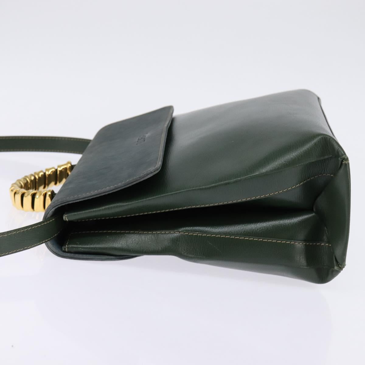 LOEWE Velazquez Hand Bag Suede Leather 2way Green Gold Auth BA6067