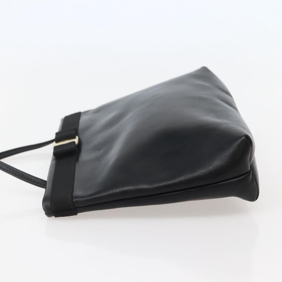 Salvatore Ferragamo Vala Shoulder Bag Leather Black Gold Auth BA6076