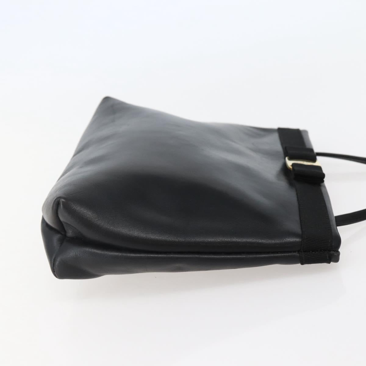 Salvatore Ferragamo Vala Shoulder Bag Leather Black Gold Auth BA6076