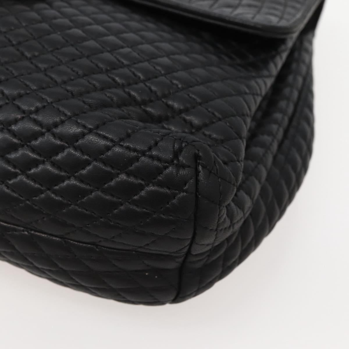 BALLY Chain Shoulder Bag Leather Black Gold Auth BA6077