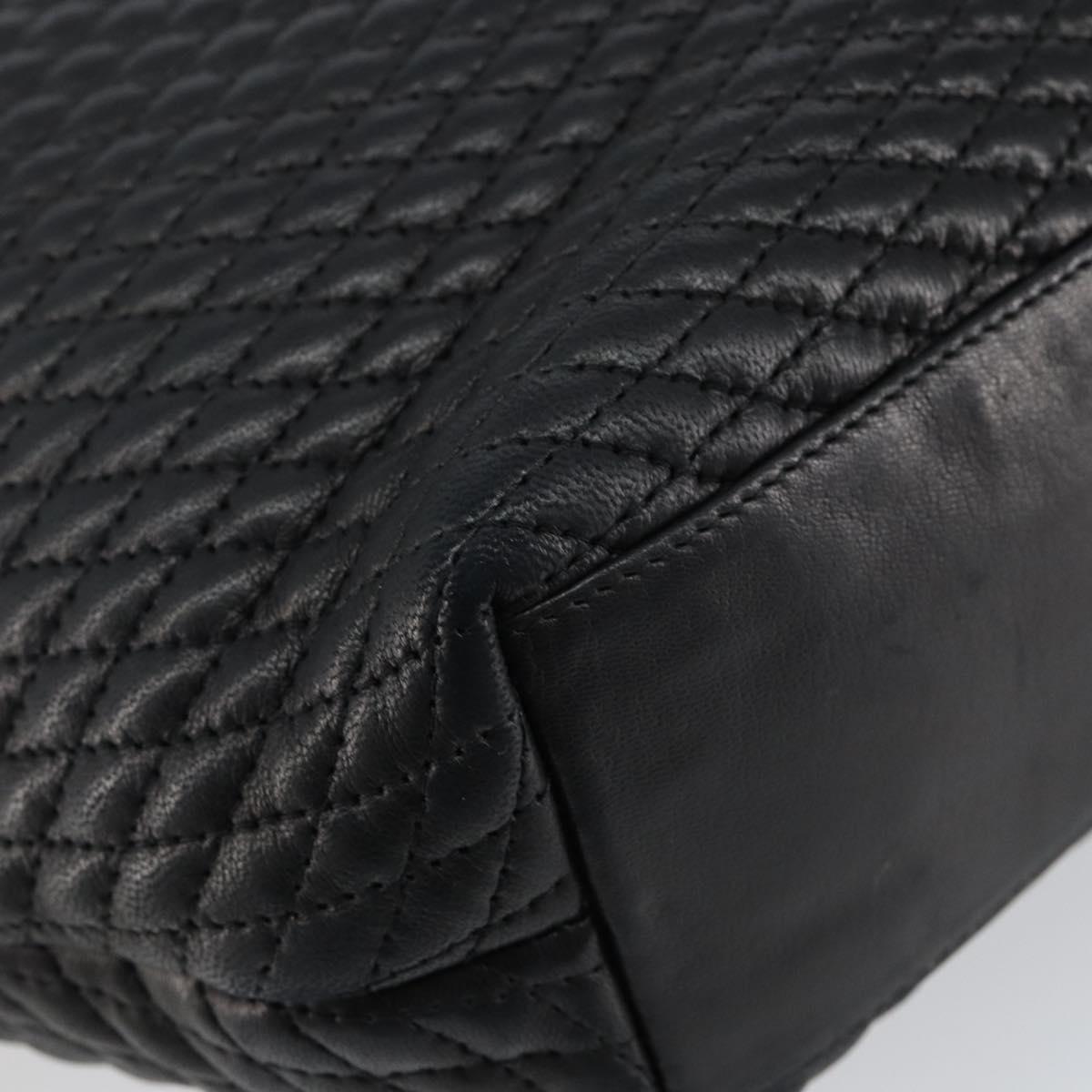 BALLY Hand Bag Leather Black Gold Auth BA6078