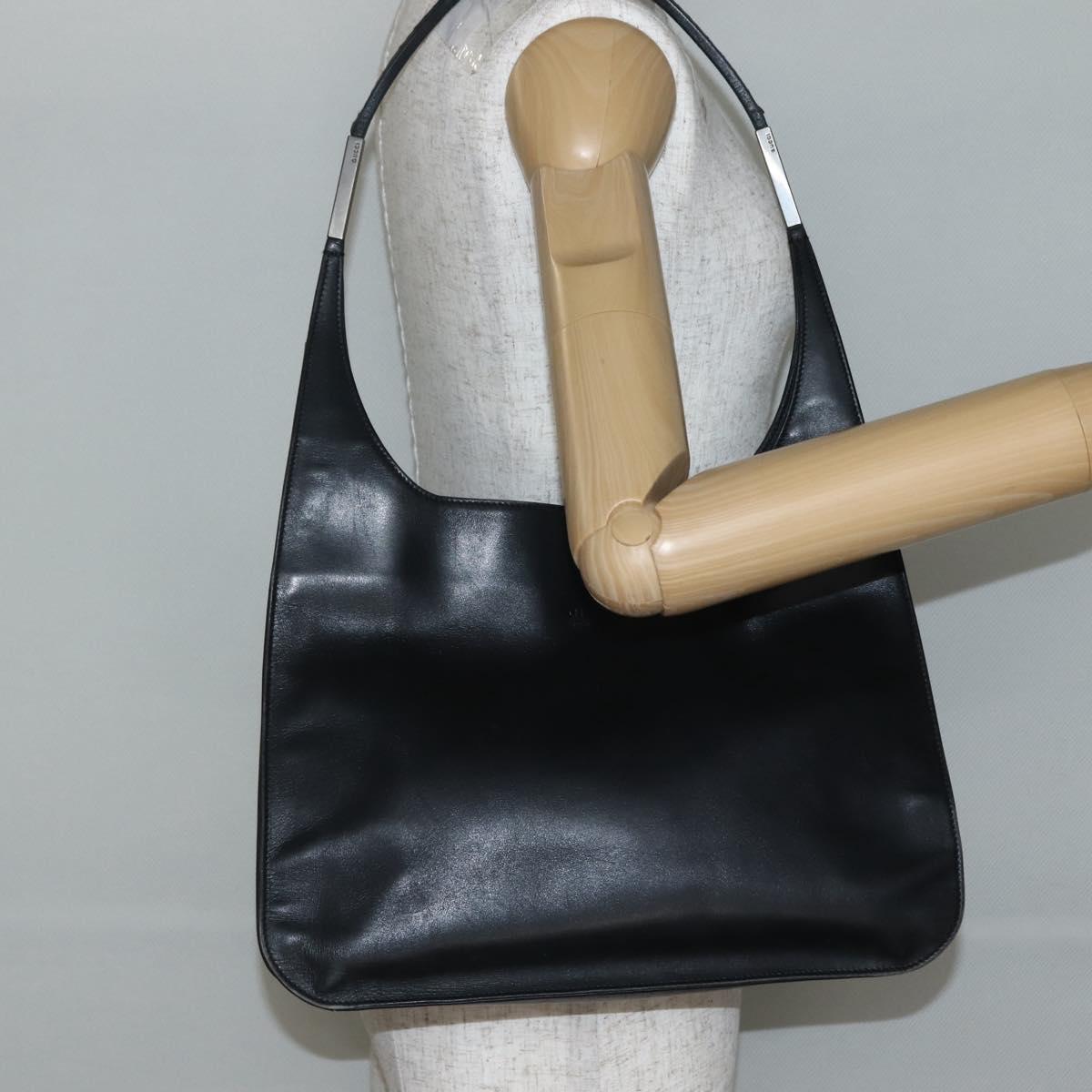 GUCCI Shoulder Bag Leather Black Silver 001 3167 Auth BA6079