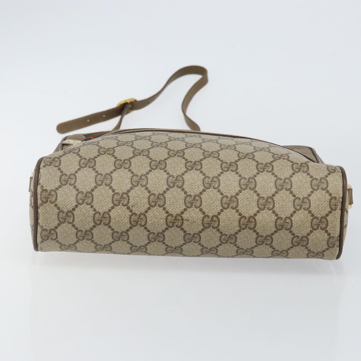 GUCCI GG Supreme Web Sherry Line Shoulder Bag PVC Beige 119 02 088 Auth BA6080