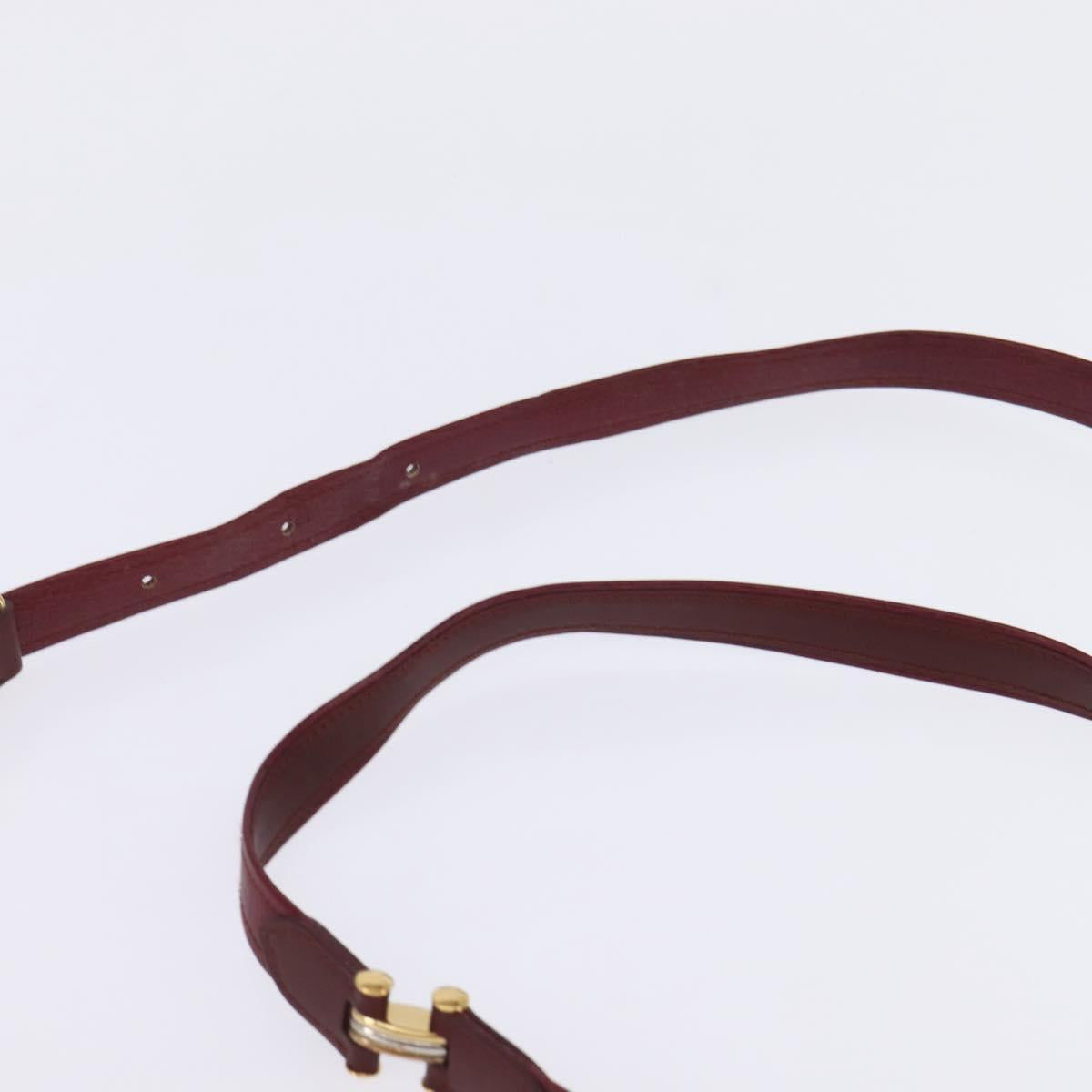 CARTIER Shoulder Bag Leather Bordeaux Gold Auth BA6081