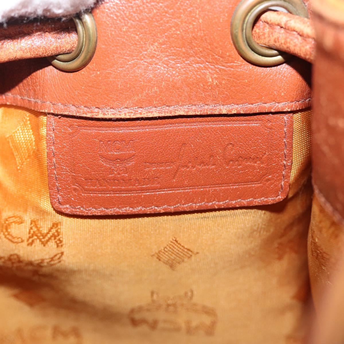 MCM Logogram Vicetos Shoulder Bag PVC Leather Brown Gold Auth BA6085