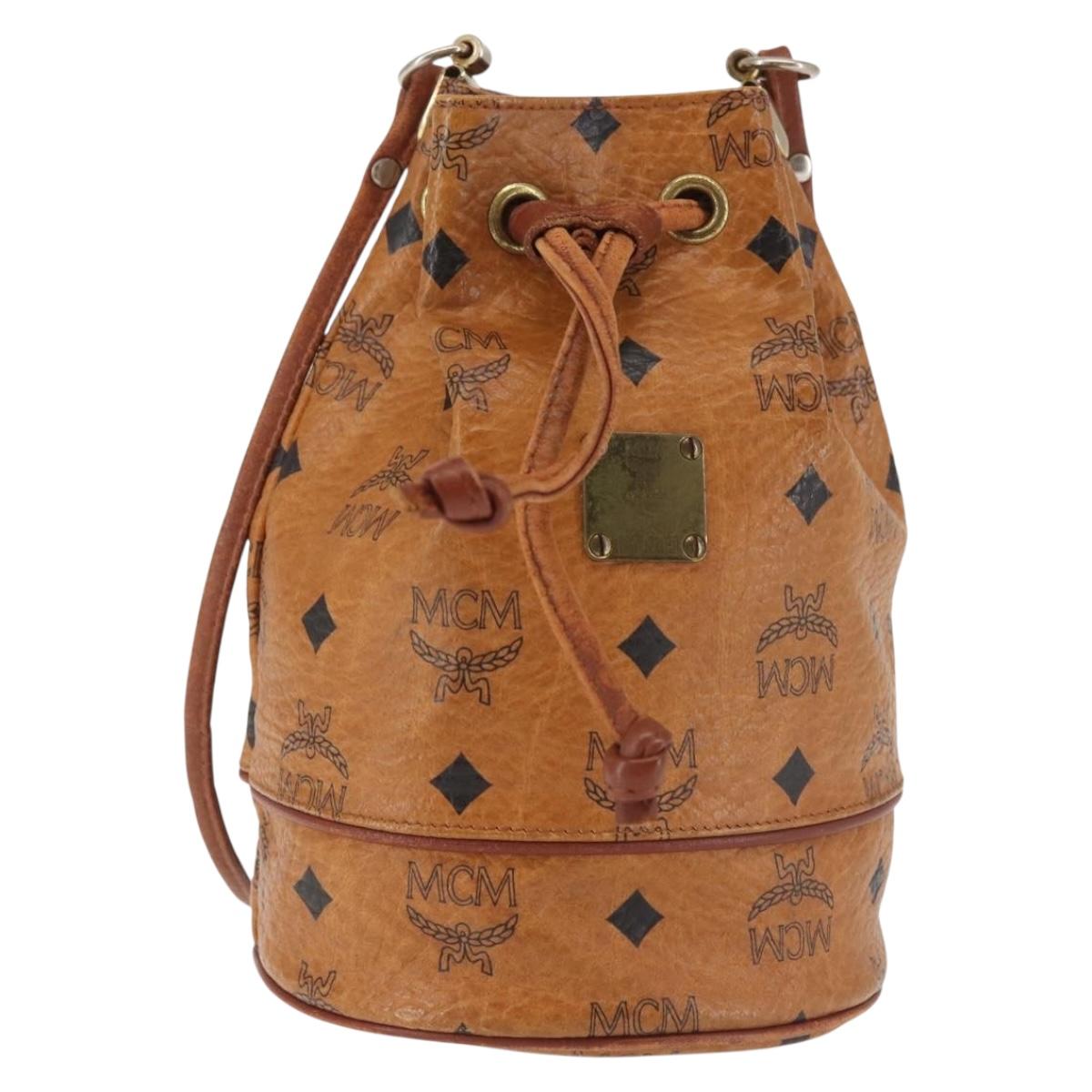 MCM Logogram Vicetos Shoulder Bag PVC Leather Brown Gold Auth BA6085