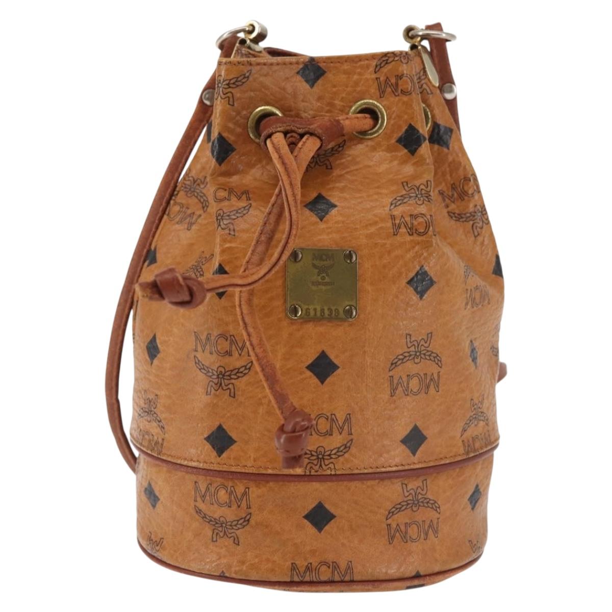 MCM Logogram Vicetos Shoulder Bag PVC Leather Brown Gold Auth BA6085