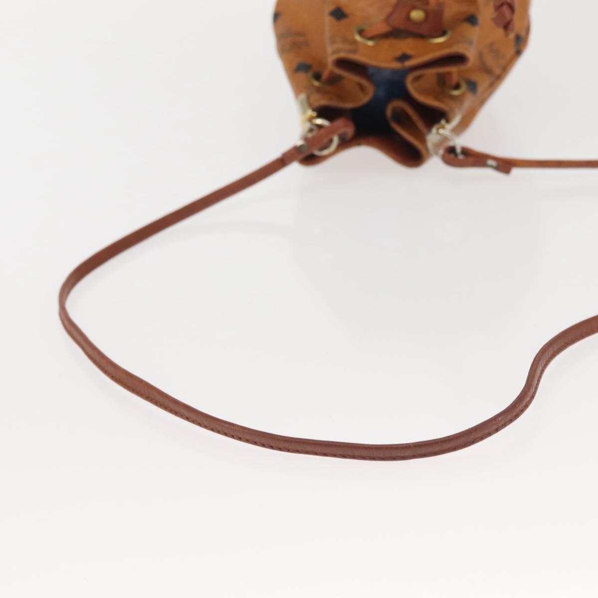 MCM Logogram Vicetos Shoulder Bag PVC Leather Brown Gold Auth BA6085