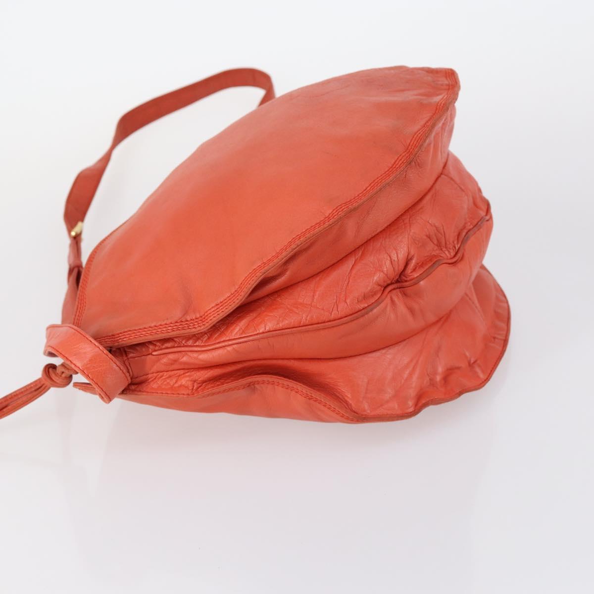 LOEWE Shoulder Bag Leather Orange Gold Auth BA6091