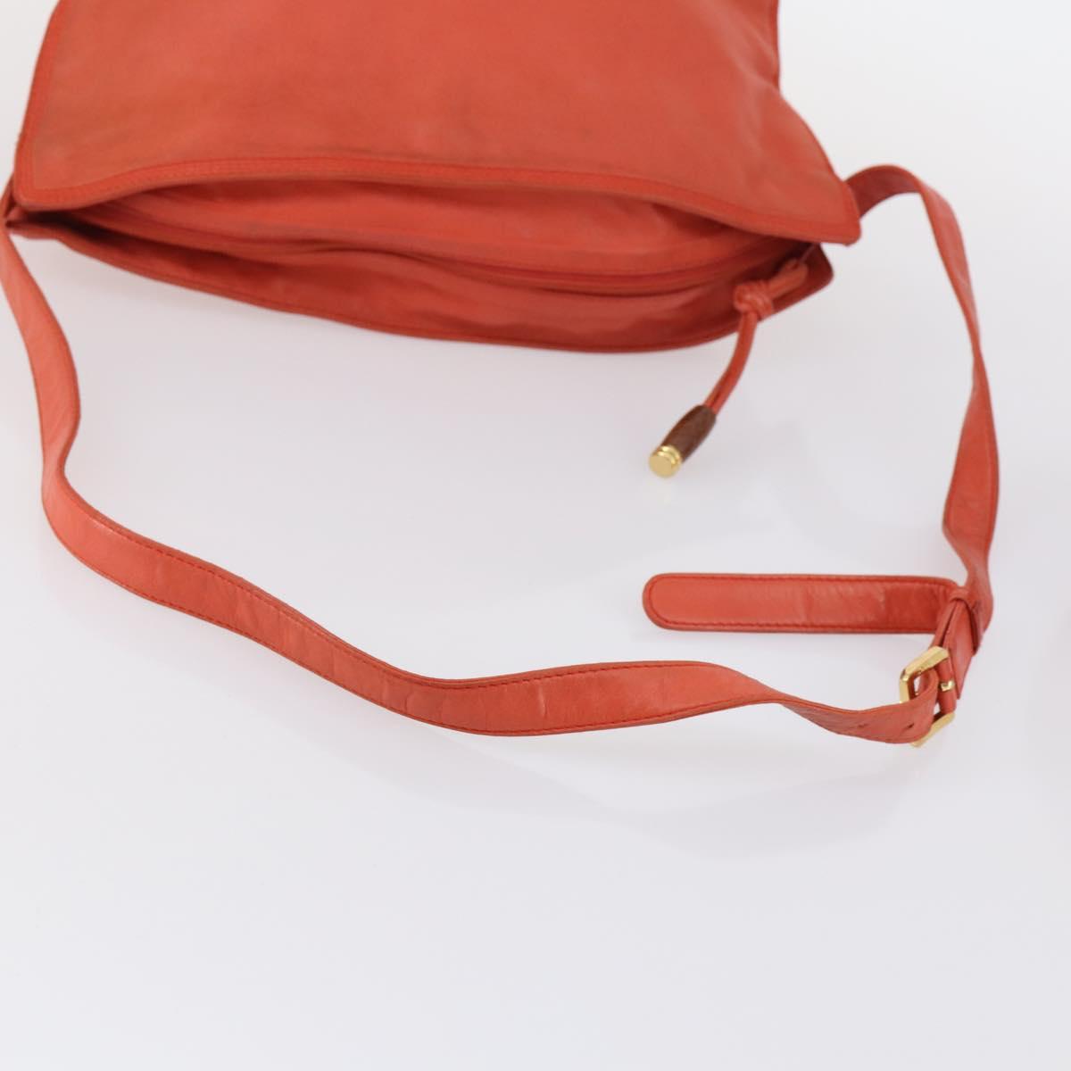 LOEWE Shoulder Bag Leather Orange Gold Auth BA6091