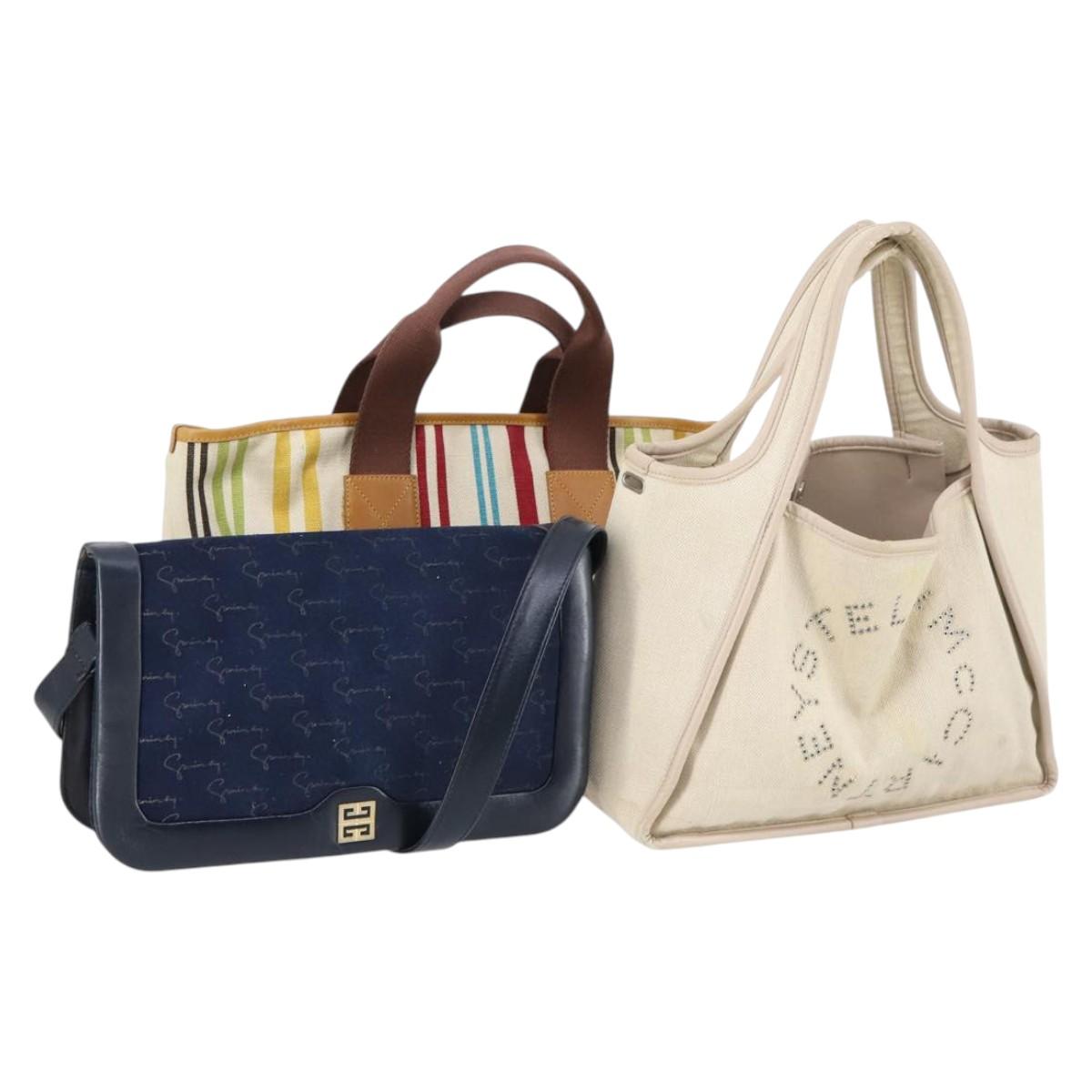 Stella MacCartney GIVENCHY BALLY Bag Canvas Suede 3Set Navy Beige Auth BA6093