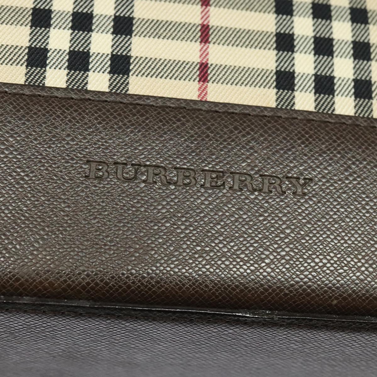 BURBERRY Nova Check Tote Bag Canvas Beige Silver Auth BA610