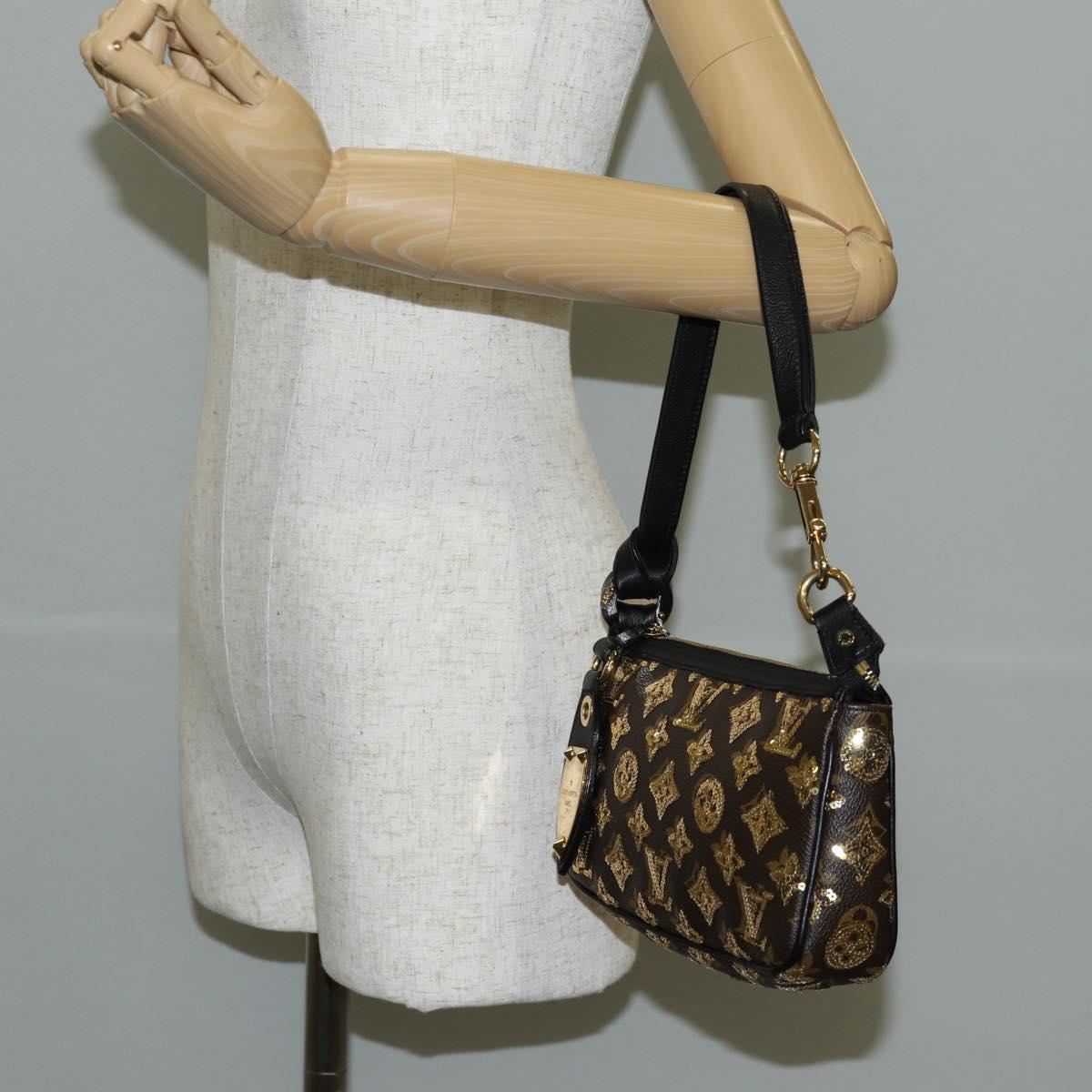 LOUIS VUITTON Monogram Eclipse Sequins Pochette Accessoires M40248 Auth BA6102V
