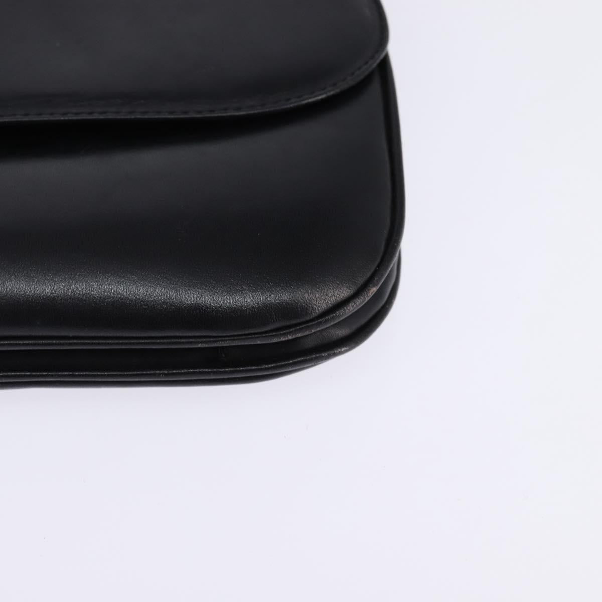 CELINE Shoulder Bag Leather Black Gold Auth BA6109