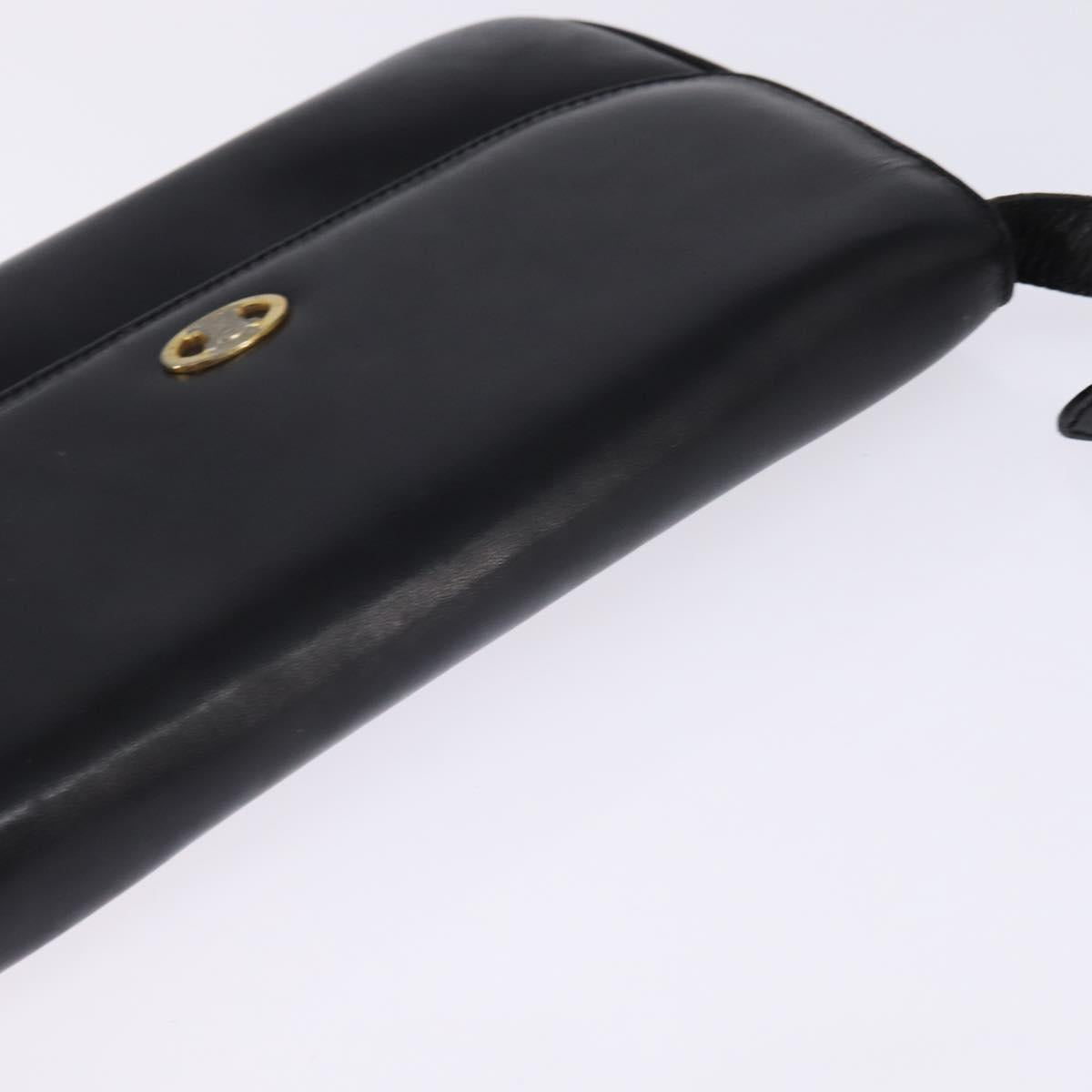 CELINE Shoulder Bag Leather Black Gold Auth BA6109