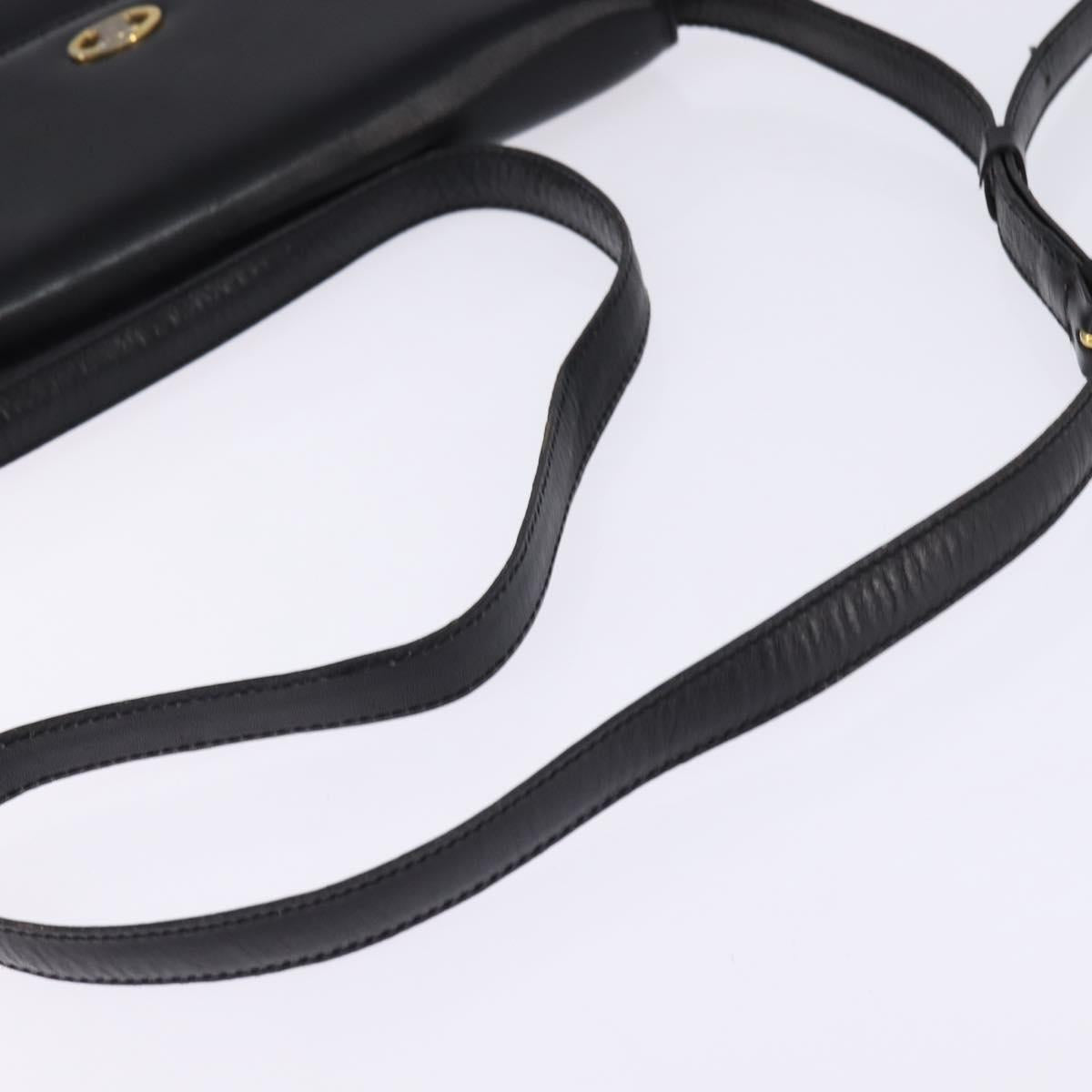 CELINE Shoulder Bag Leather Black Gold Auth BA6109