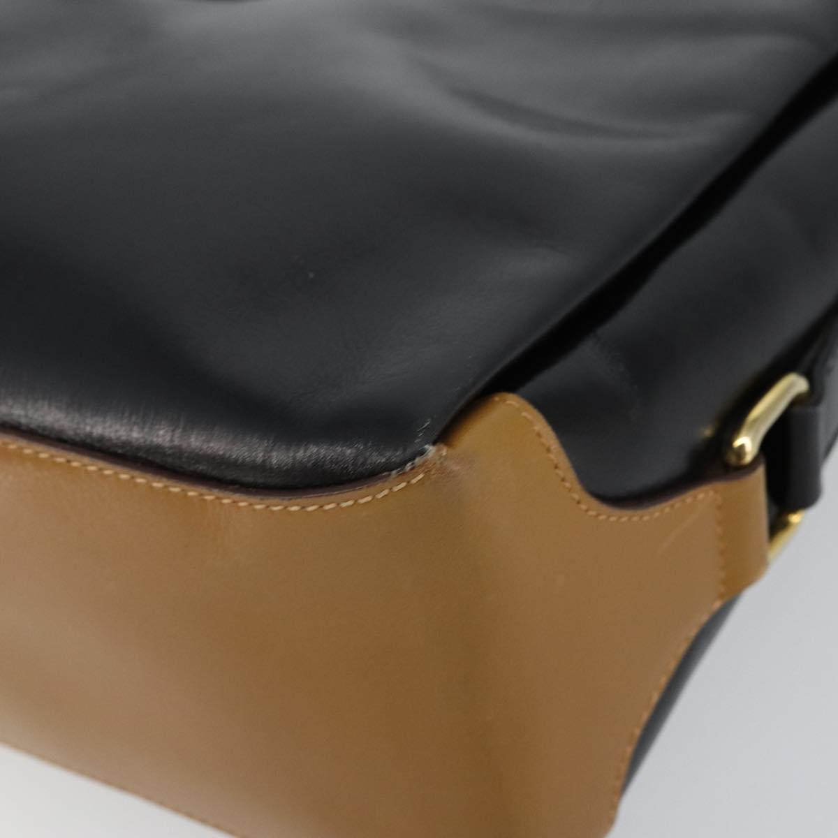 CELINE Shoulder Bag Leather Black Gold Auth BA6127