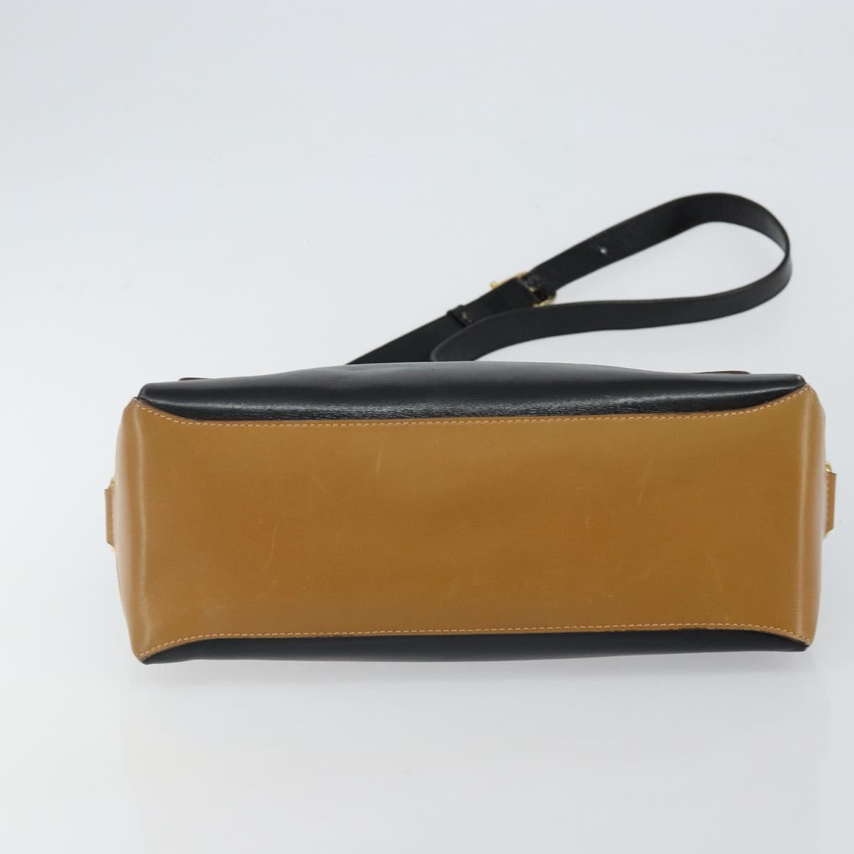 CELINE Shoulder Bag Leather Black Gold Auth BA6127