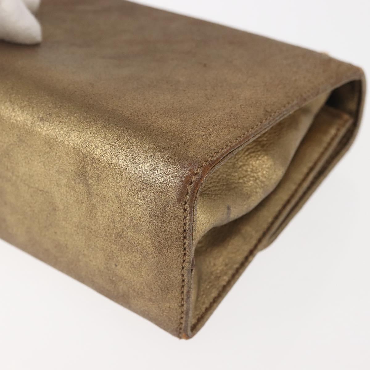 Salvatore Ferragamo Gancini Shoulder Bag Leather Gold Auth BA6129