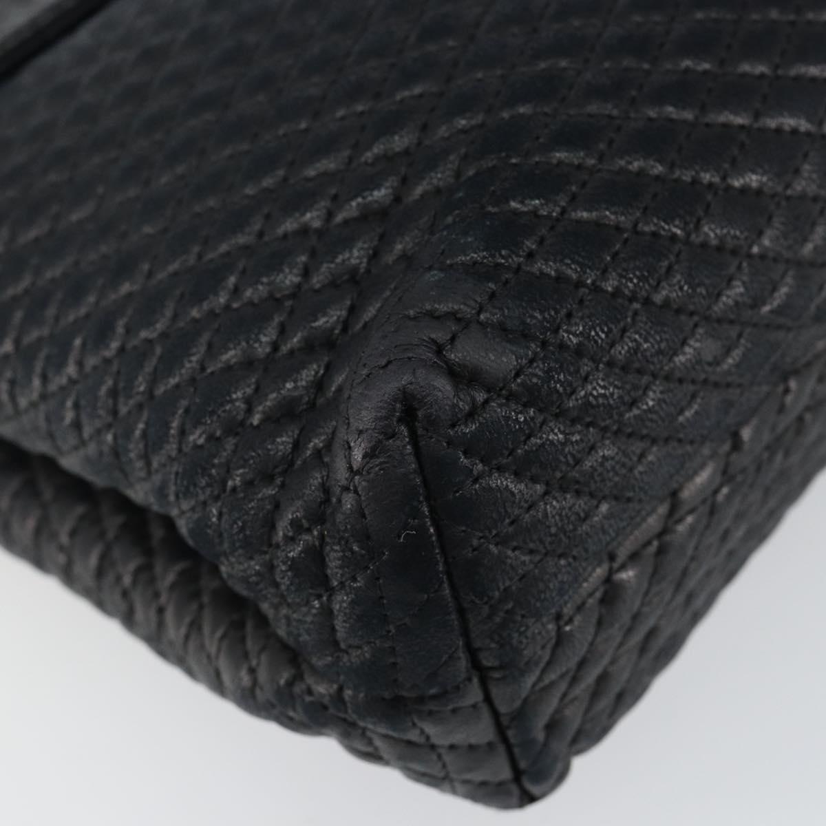 BALLY Hand Bag Leather Black Gold Auth BA6133