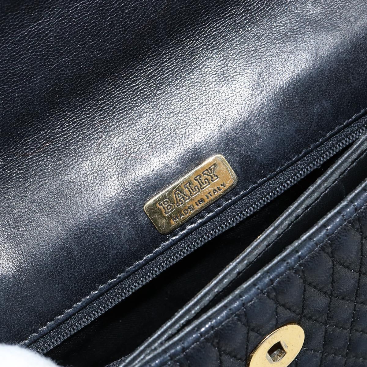 BALLY Hand Bag Leather Black Gold Auth BA6133
