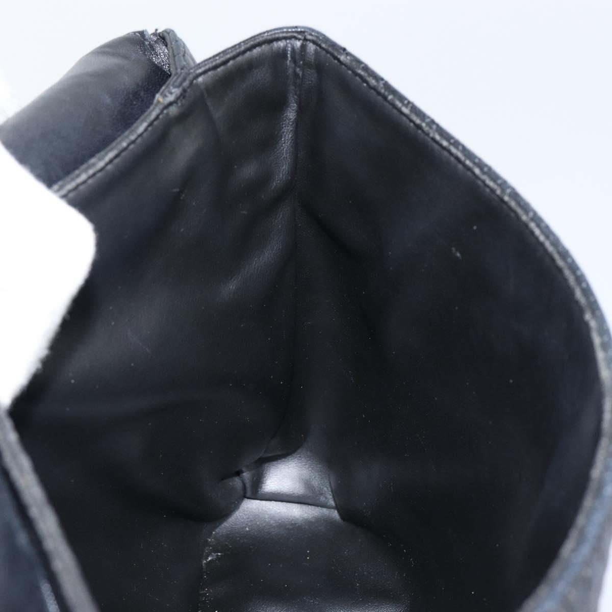 BALLY Hand Bag Leather Black Gold Auth BA6133