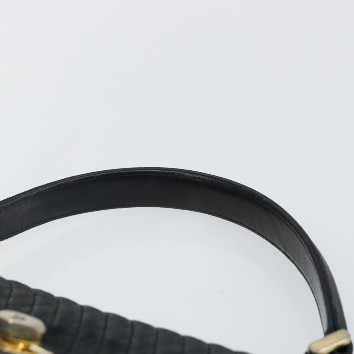 BALLY Hand Bag Leather Black Gold Auth BA6133