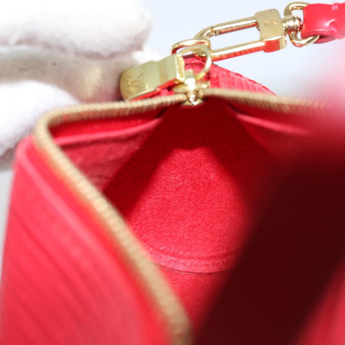 LOUIS VUITTON Epi Soufflot Pouch Accessory Pouch Red LV Auth BA6134
