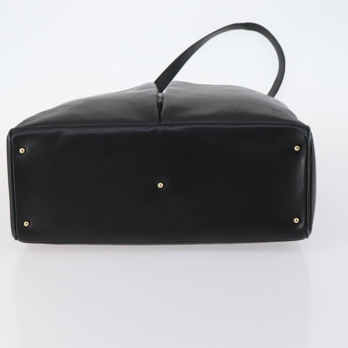 GUCCI Bamboo Hand Bag Leather 2way Black Gold 002 2855 0322 0 Auth BA6143