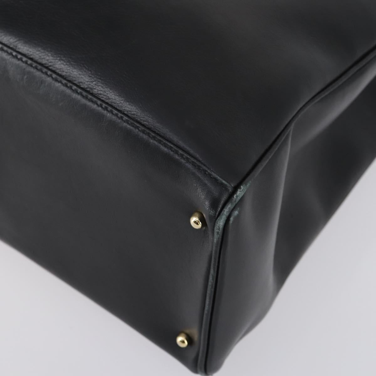 GUCCI Bamboo Hand Bag Leather 2way Black Gold 002 2855 0322 0 Auth BA6143