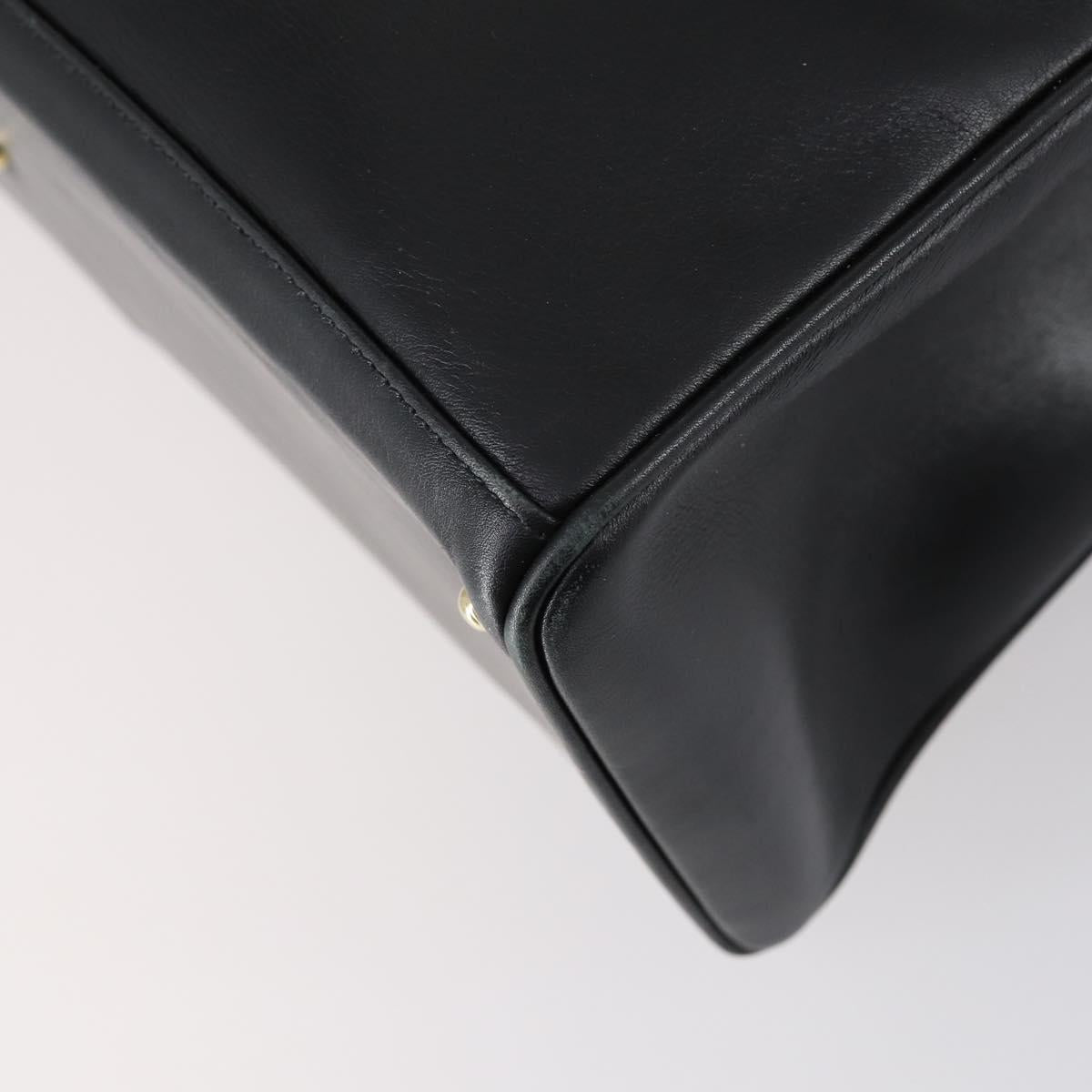 GUCCI Bamboo Hand Bag Leather 2way Black Gold 002 2855 0322 0 Auth BA6143