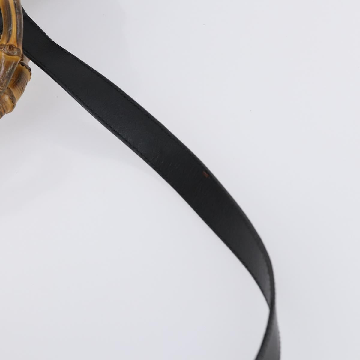 GUCCI Bamboo Hand Bag Leather 2way Black Gold 002 2855 0322 0 Auth BA6143