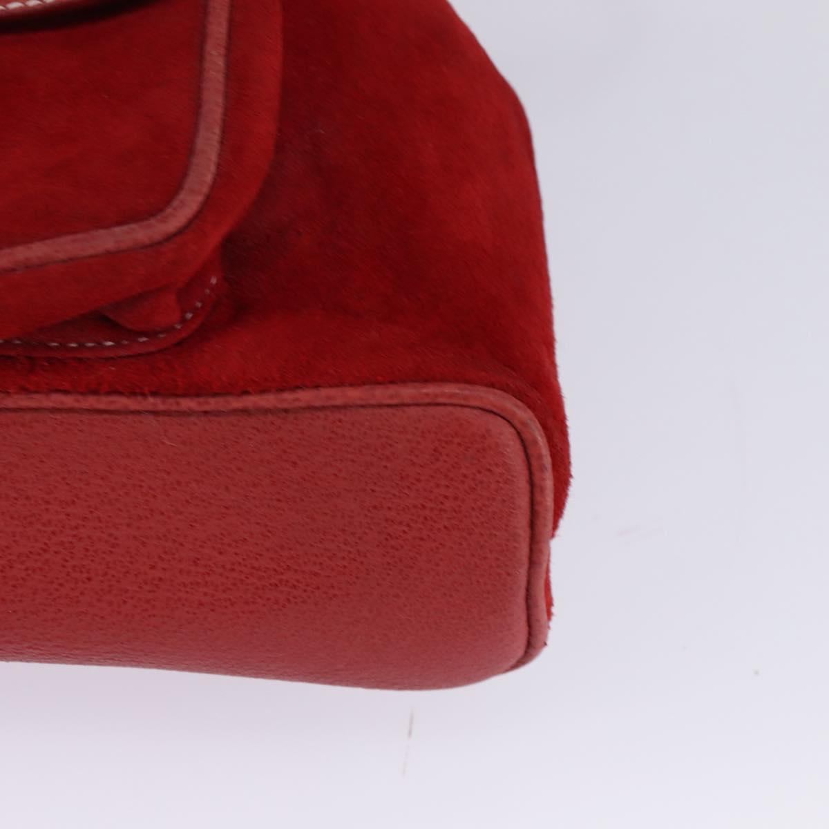 GUCCI Bamboo Backpack Suede Leather Red Gold Auth BA6144