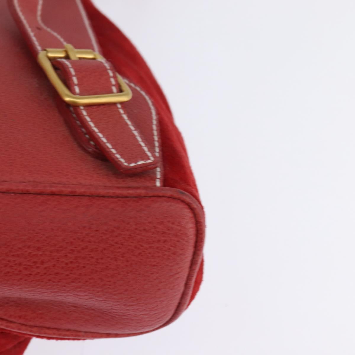 GUCCI Bamboo Backpack Suede Leather Red Gold Auth BA6144