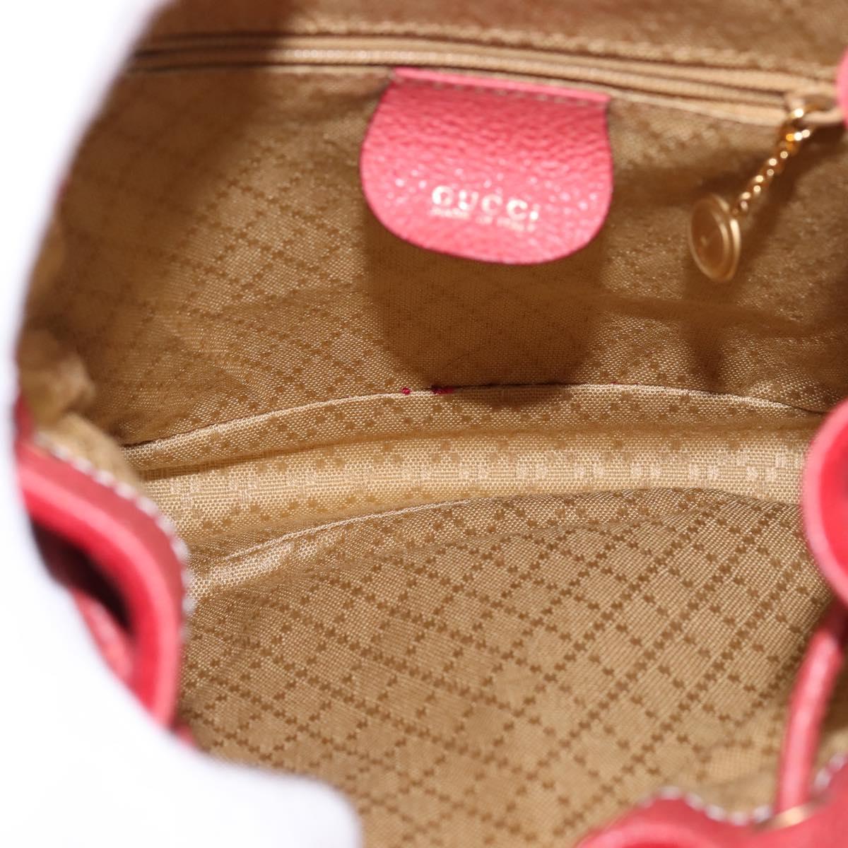 GUCCI Bamboo Backpack Suede Leather Red Gold Auth BA6144