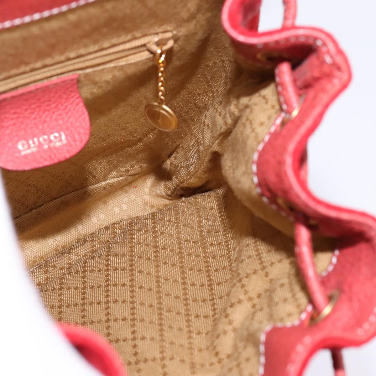 GUCCI Bamboo Backpack Suede Leather Red Gold Auth BA6144