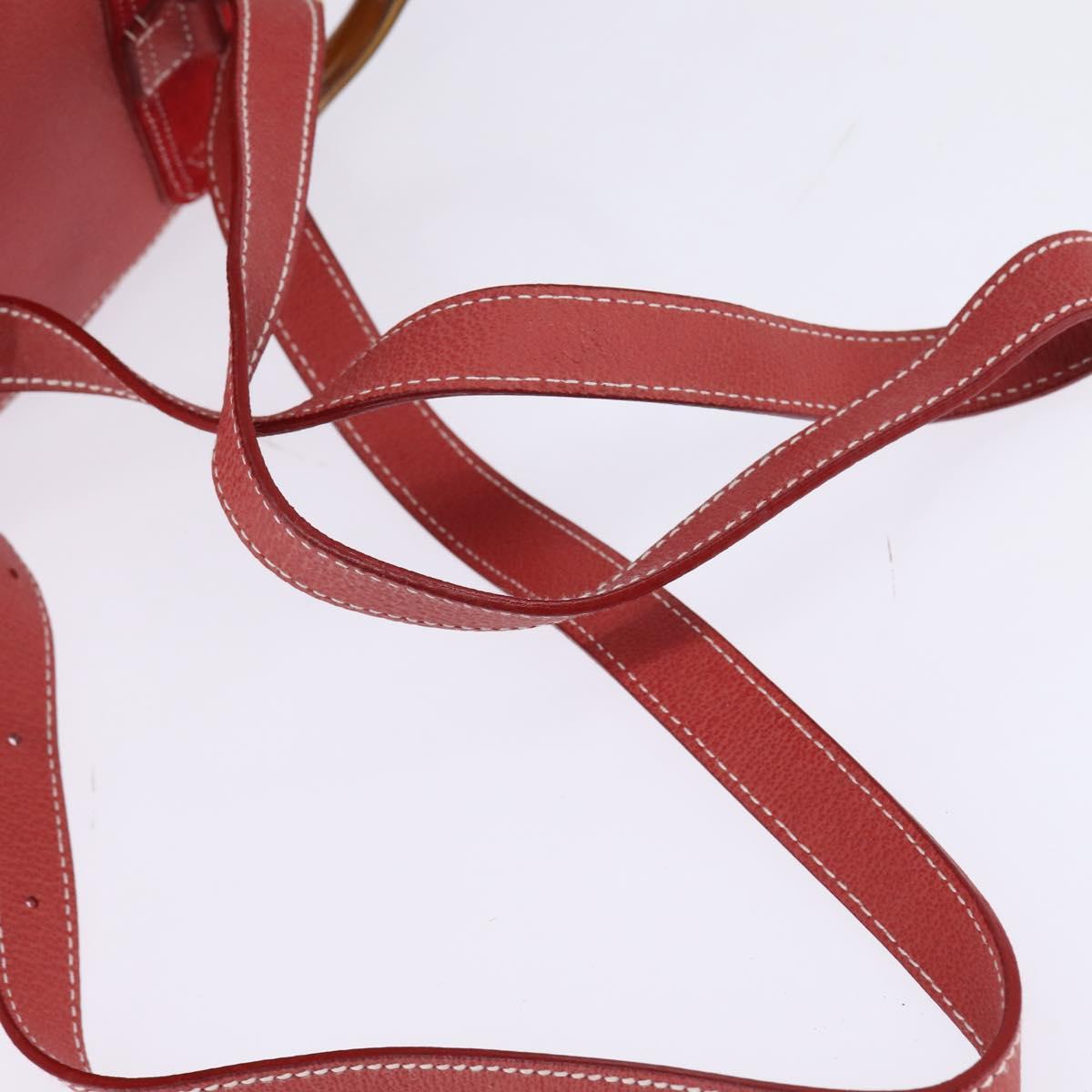 GUCCI Bamboo Backpack Suede Leather Red Gold Auth BA6144