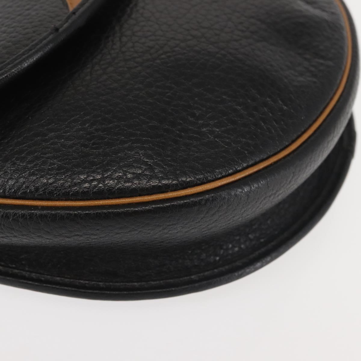 Christian Dior Shoulder Bag Leather Black Gold Auth BA6146